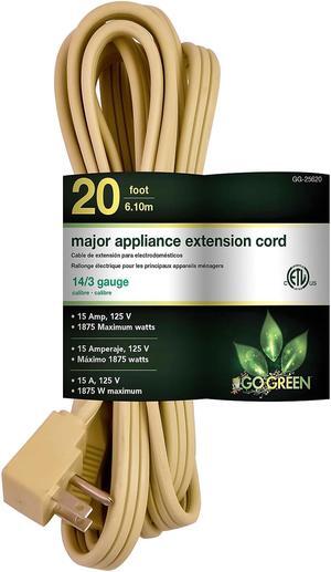 Go Green Power Power 14/3 20' Appliance Cord Beige 2/Pack GG-25620-2 Go Green Power Power 14/3 20' Appliance Cord Beige 2/Pack GG-25620-2