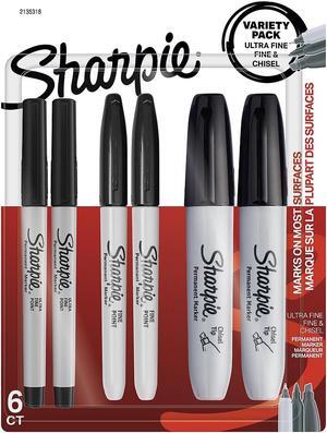 Sharpie Variety Pack Permanent Markers Assorted Tips Black 6/Pack (2135318)