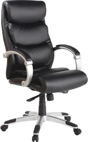Lorell Exec High-Back Chair Leather Flex Arms 27"x30"x46-1/2" BK 60620