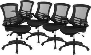 Flash Furniture Kelista Ergonomic Mesh Swivel Mid-Back Task Office Chairs Black (5BLX5MBK)