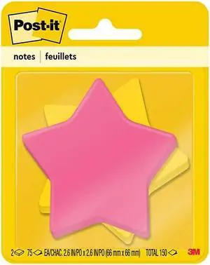 Post-it Die-Cut Shaped Notepads 2.6" x 2.6" Assorted Colors Star-Shaped 7350-STR