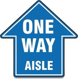 Alpine Accuform Slip-Gard Social Distance Floor Signs 17 x 17 "One Way Aisle" Blue 25/Pack MFS466ESP