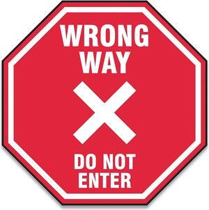 Alpine Accuform Slip-Gard Social Distance Floor Signs 12 x 12 "Wrong Way Do Not Enter" Red 25/Pack MFS465ESP