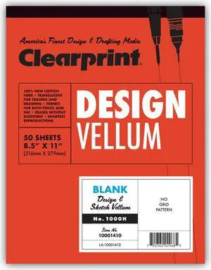 Chartpak Vellum Pad 50 Sheets Acid-free 8-1/2"x11" White 10001410