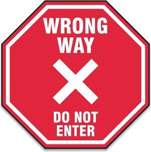Alpine Accuform Slip-Gard Social Distance Floor Signs 17 x 17 "Wrong Way Do Not Enter" Red 25/Pack MFS467ESP