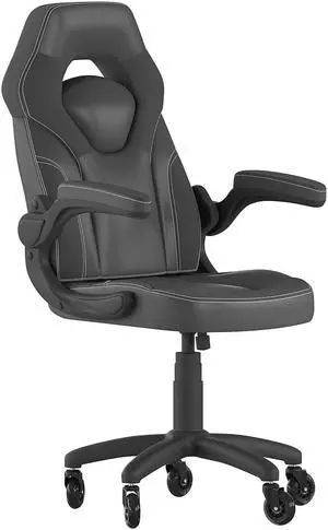Flash Furniture X10 Ergonomic LeatherSoft Swivel Gaming Chair with Transparent Roller Wheels Black (CH00095BKRLB)