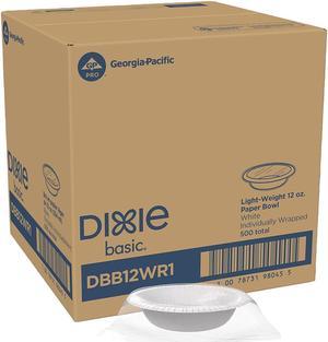 Dixie Basic Individually Wrapped Paper Bowls 12 oz. White 500 Plates/Case