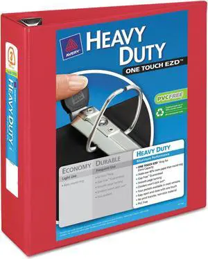 Avery Heavy-Duty View Binder w/Locking 1-Touch EZD Rings 3" Cap Red 79325