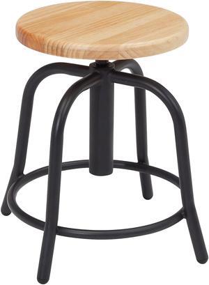 NPS 6800W10  Height Adjustable Wood Seat Swivel Stool - Supports Up to 300 lb - 19" to 25" Seat Height - Maple Seat/Black Base