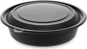 Pactiv Corporation Pactiv Evergreen EarthChoice MealMaster Bowls with Lids 32 oz. 8" dia x 2.12" h 1-Compartment Black/Clear 250/Carton 0CN8083200BL