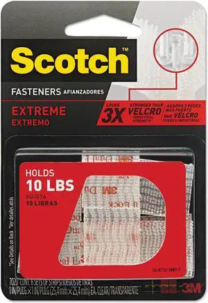 Scotch Extreme Fasteners, 1" X 1", White, 6/Pack RFD7020