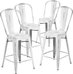 FLASH FURNITURE 4-CH-31320-30GB-GN-GG Green Metal Indoor-Outdoor Barstool with