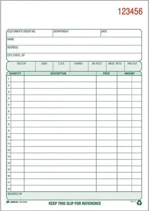 Adams Recycled Sales Order Book 6" x 8" 2-Part 50 Sets/Book (RDC5805) 843490