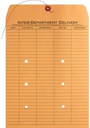 Inter-Dept.Envelopes Str/Button Close 10"x13" 100/CT Kraft