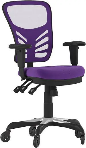 Flash Furniture Nicholas Ergonomic Mesh Swivel Executive Office Chair with Transparent Roller Wheels Purple (HL0001PURRLB)