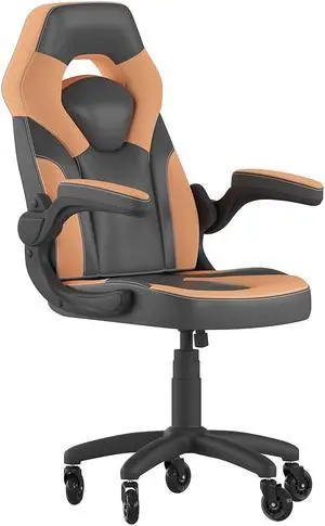 Flash Furniture X10 Ergonomic LeatherSoft Swivel Gaming Chair with Transparent Roller Wheels Orange/Black (CH00095ORRLB)