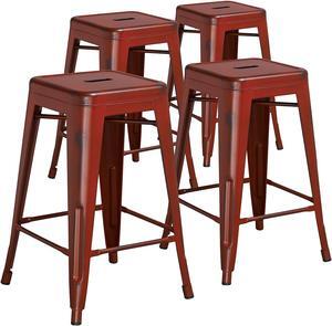 FLASH FURNITURE 4-ET-3534-30-PUR-GG Purple Metal Indoor-Outdoor Barstool with