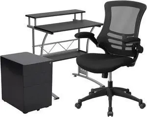 Flash Furniture 28" Desk Office Bundle Set Black (BLNCLIFCHPX5BK)