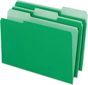 Pendaflex Colored File Folders 1/3 Cut Top Tab Legal Green/Light Green 100/Box 15313BGR