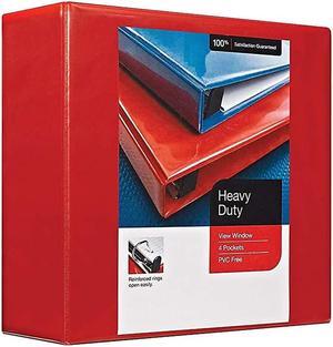 MyOfficeInnovations Heavy Duty 4" 3-Ring View Binder Red (24698) 82661