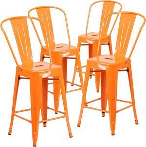 FLASH FURNITURE 4-CH-31320-24-GN-GG Green Backless Metal Stool,24"