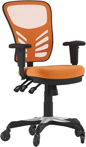 Flash Furniture Nicholas Ergonomic Mesh Swivel Executive Office Chair with Transparent Roller Wheels Orange (HL0001ORRLB)