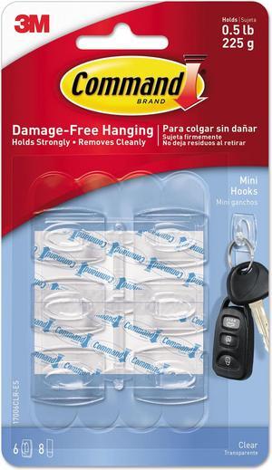 Command Clear Hooks & Strips Plastic Mini 6 Hooks & 8 Strips/Pack 17006CLR