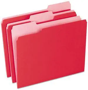 Pendaflex Colored File Folders 1/3 Cut Top Tab Letter Red/Light Red 100/Box 15213RED