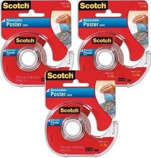 Scotch Removable Poster Tape 3/4" x 4.16 Yards Clear Pack of 3 (MMM109-3) Scotch Removable Poster Tape 3/4" x 4.16 Yards Clear Pack of 3 (MMM109-3)