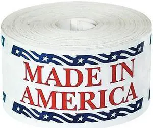 Tape Logic Labels "Made in America" 2-1/2" x 5" Red/White/Blue 500/Roll USA502