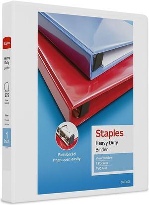 Staples Heavy Duty 1" 3-Ring View Binder White (24667) 82696 Staples Heavy Duty 1" 3-Ring View Binder White (24667) 82696