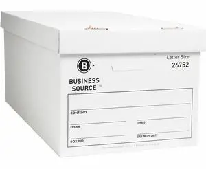 Business Source Storage Boxes Ltr 500 lb 12"x24"x10" 12/CT White 26752