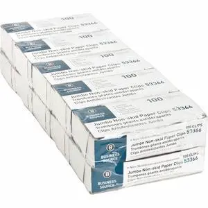 Business Source Paper Clips Jumbo Nonskid 1000/PK Silver 53366