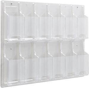 Safco Reveal Clear Literature Displays 12 Compartments 30 w x 2d x 20 1/4h Clear