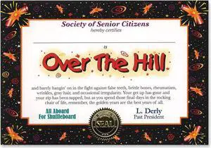 Over The Hill Certificate