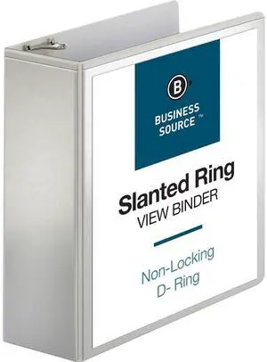 Business Source D-Ring Binder w/ Pockets 4" Capacity White 28444