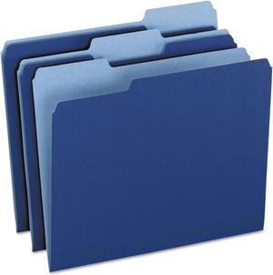Pendaflex Colored File Folders 1/3 CutTop Tab Letter Navy Blue/Light Navy Blue 100/Box 15213NAV