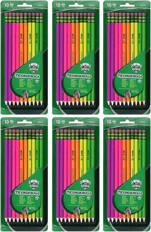 Ticonderoga No 2 Colored Pencils, Presharpened, Assorted Neon Colors, Set  of 18