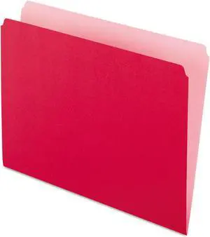 Pendaflex Colored File Folders Straight Cut Top Tab Letter Red/Light Red 100/Box 152RED
