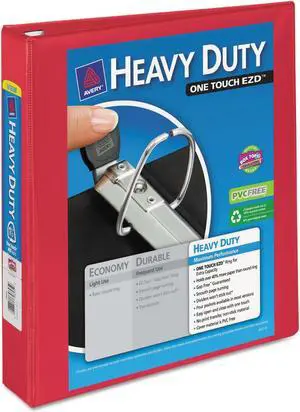 Avery Heavy-Duty View Binder w/Locking 1-Touch EZD Rings 1 1/2" Cap Red 79171