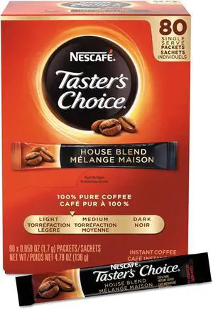 Nescafé 15782 Premium Instant-Coffee Single-Serve Sticks, Original Blend, .06oz, 80/Box