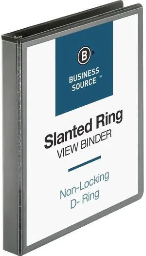 Business Source D-Ring View Binder 1" Capacity 11x8-1/2" Black 28446