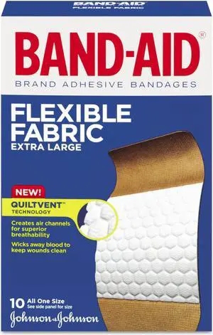 Band-Aid Flexible Fabric Extra Large Adhesive Bandages, 1.25" X 4", 10/Box 5685