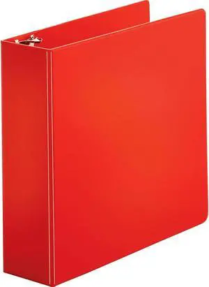 Business Source Round Ring Binder w/ Pockets 3" Red 28770