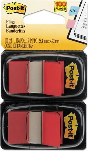 3M 680RD2 Standard Tape Flags in Dispenser  Red  100 Flags per Dispenser