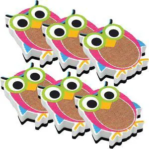 Ashley Productions Dry Erase Magnetic Whiteboard Erasers Burlap Scribble Owl