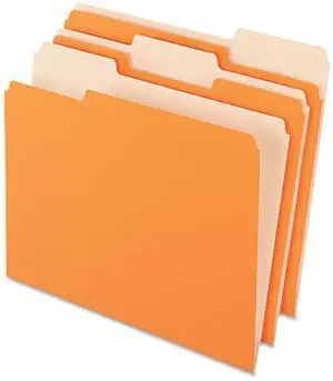 Pendaflex 1521/3ORA Two-Tone File Folders- 1/3 Cut- Top Tab- Letter- Orange/Light Orange- 100/Box