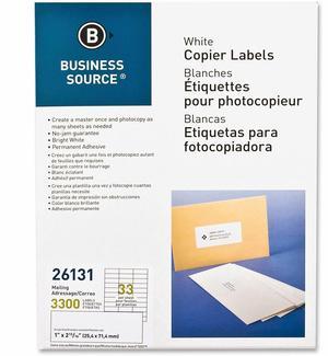 Business Source Mailing Labels 1"x2-3/4" 3300/PK White 26131