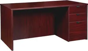 Lorell Right-pedestal Desk B/B/F 66"Wx30"Dx29"H Mahogany PD3066RSPMY