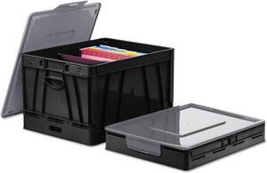 UNIVERSAL Collapsible Crate 17 1/4 x 14 1/4 x 10 1/2 Black/Gray 2/Pack 40010